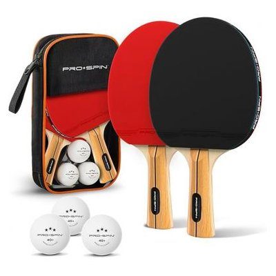 PRO SPIN Ping Pong Paddles - High-Performance Set with Premium Table Tennis Rackets, 3-Star Ping Pong Balls, Compact Sto